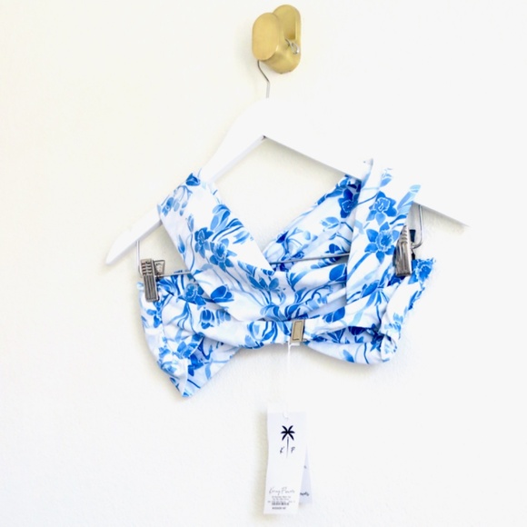 NEW! Kenny Flowers The Côte d'Azur Off the shoulder Bikini Top Blue SZ S - Picture 11 of 13